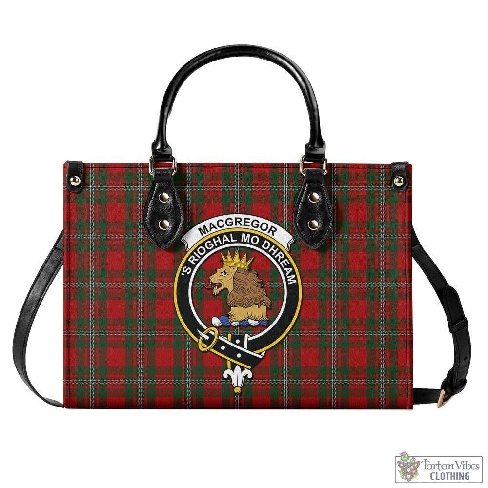 Tartan Vibes Clothing MacGregor Tartan Luxury Leather Handbags with Family Crest