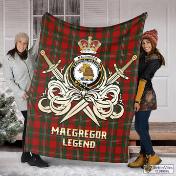 MacGregor Tartan Blanket with Clan Crest and the Golden Sword of Courageous Legacy