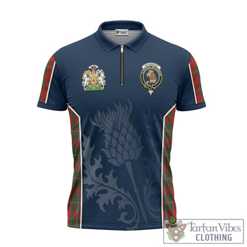 MacGregor Tartan Zipper Polo Shirt with Family Crest and Scottish Thistle Vibes Sport Style