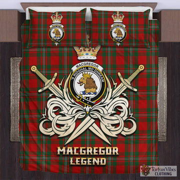 MacGregor Tartan Bedding Set with Clan Crest and the Golden Sword of Courageous Legacy