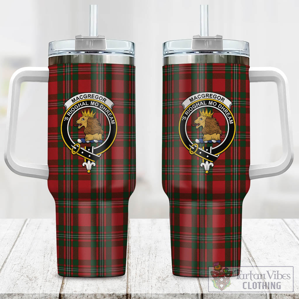 Tartan Vibes Clothing MacGregor Tartan and Family Crest Tumbler with Handle