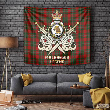 MacGregor Tartan Tapestry with Clan Crest and the Golden Sword of Courageous Legacy