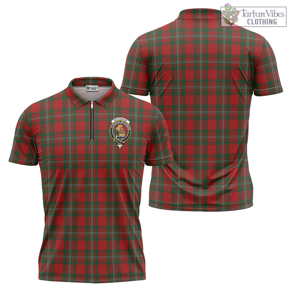 Tartan Vibes Clothing MacGregor Tartan Zipper Polo Shirt with Family Crest