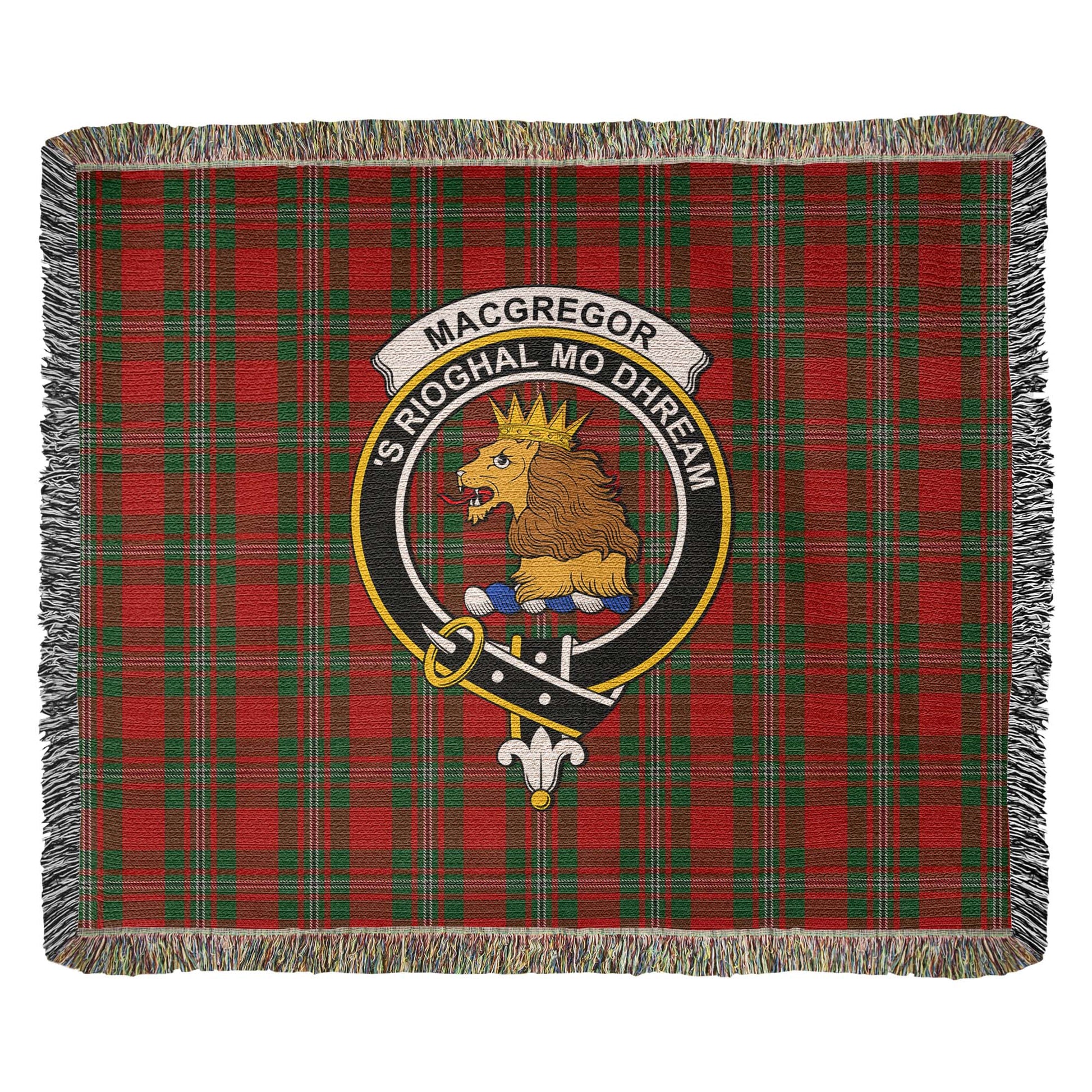 Tartan Vibes Clothing MacGregor Tartan Woven Blanket with Family Crest