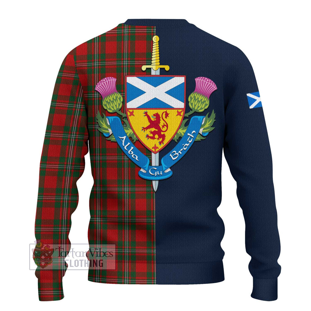 Tartan Vibes Clothing MacGregor Tartan Knitted Sweater with Scottish Lion Royal Arm Half Style