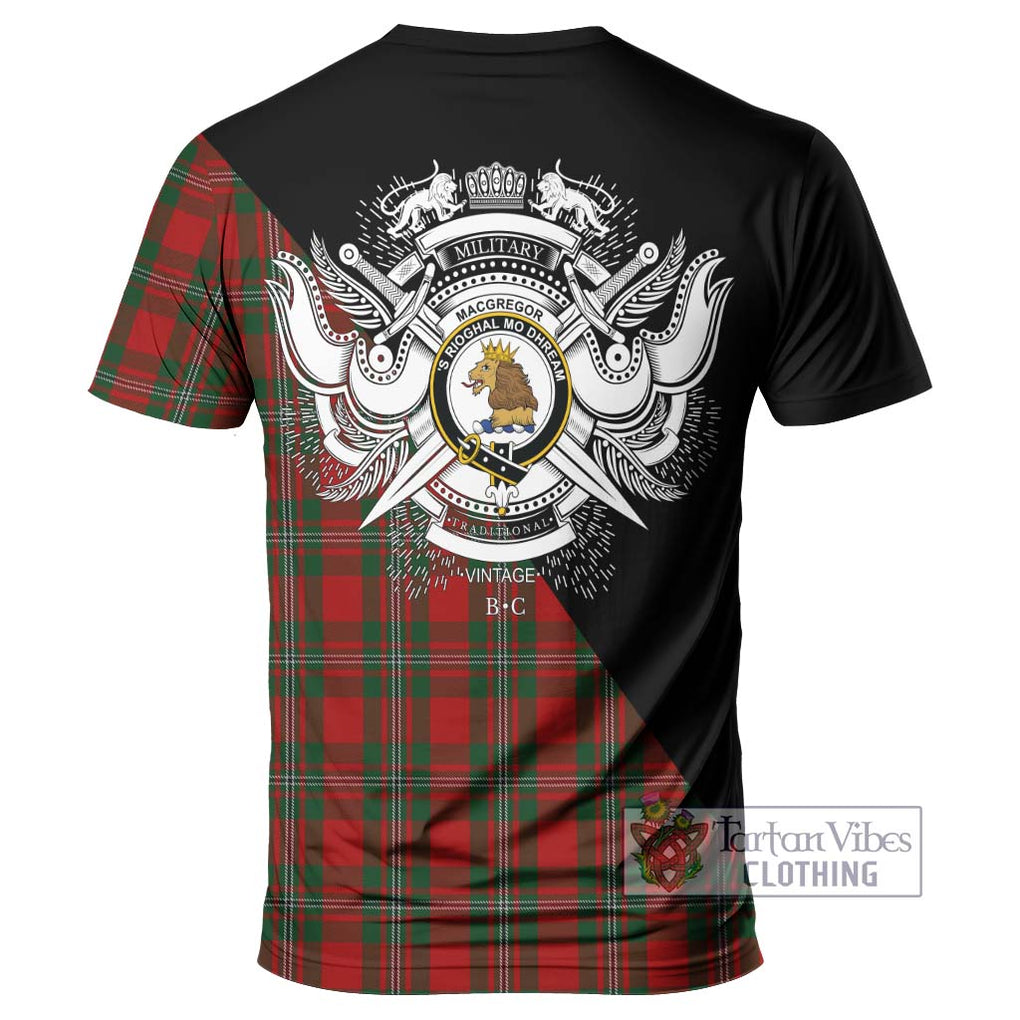 MacGregor (McGregor) Tartan T-Shirt with Family Crest and Military Logo Style - Tartanvibesclothing Shop