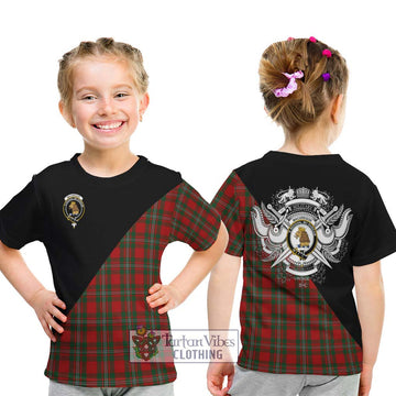 MacGregor (McGregor) Tartan Kid T-Shirt with Family Crest and Military Logo Style - Tartanvibesclothing Shop