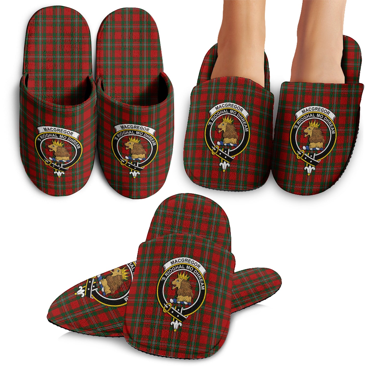 MacGregor Tartan Home Slippers with Family Crest - Tartanvibesclothing