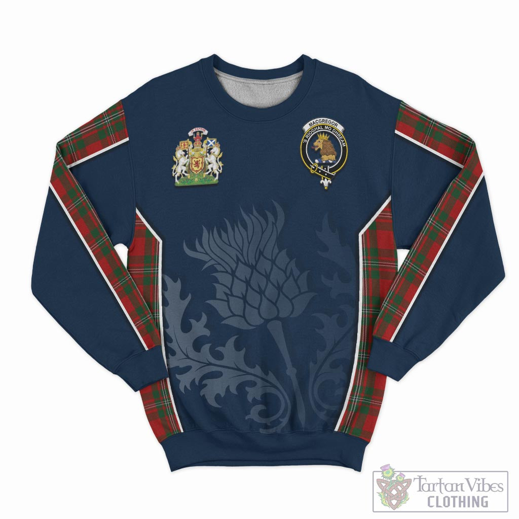 Tartan Vibes Clothing MacGregor Tartan Sweatshirt with Family Crest and Scottish Thistle Vibes Sport Style