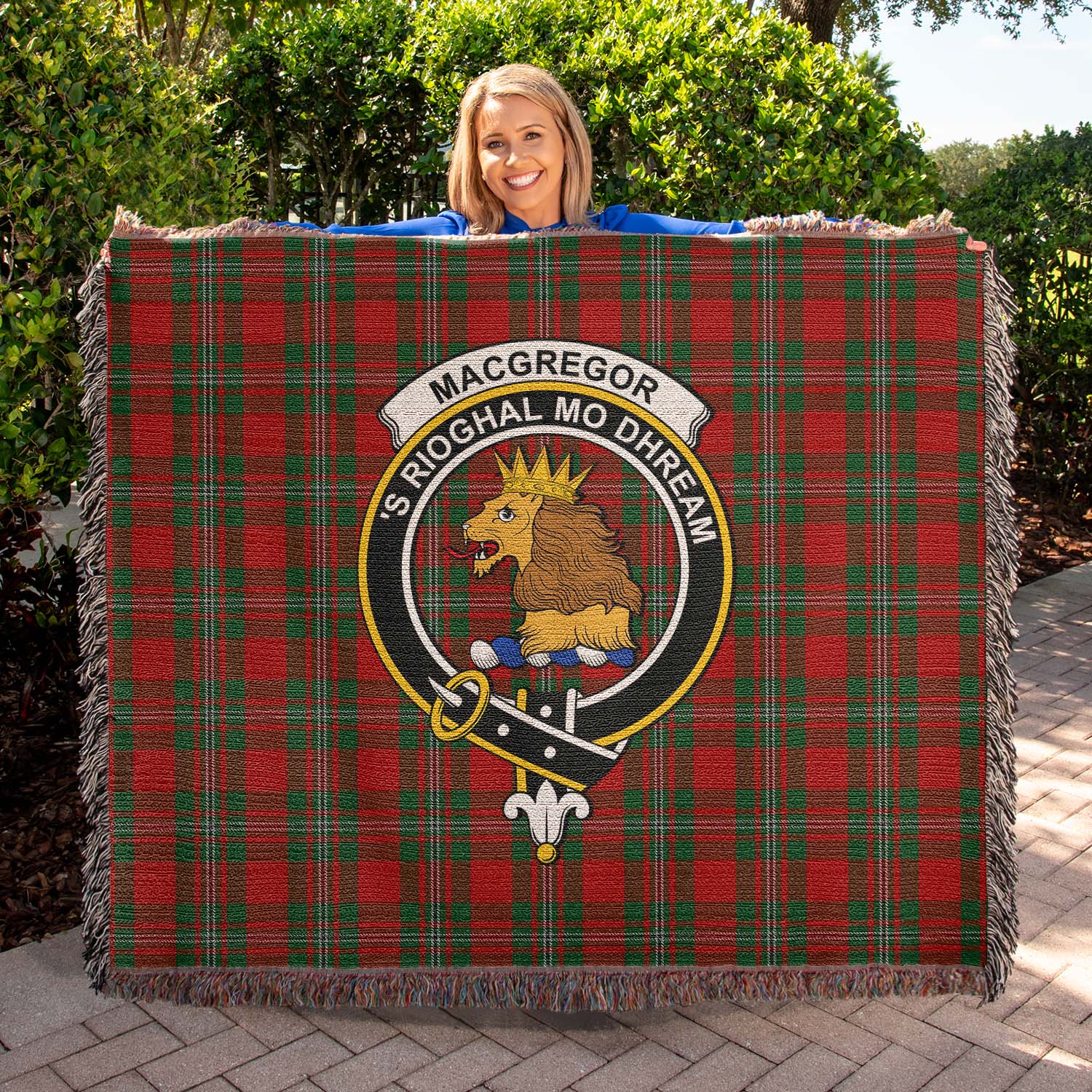 Tartan Vibes Clothing MacGregor Tartan Woven Blanket with Family Crest