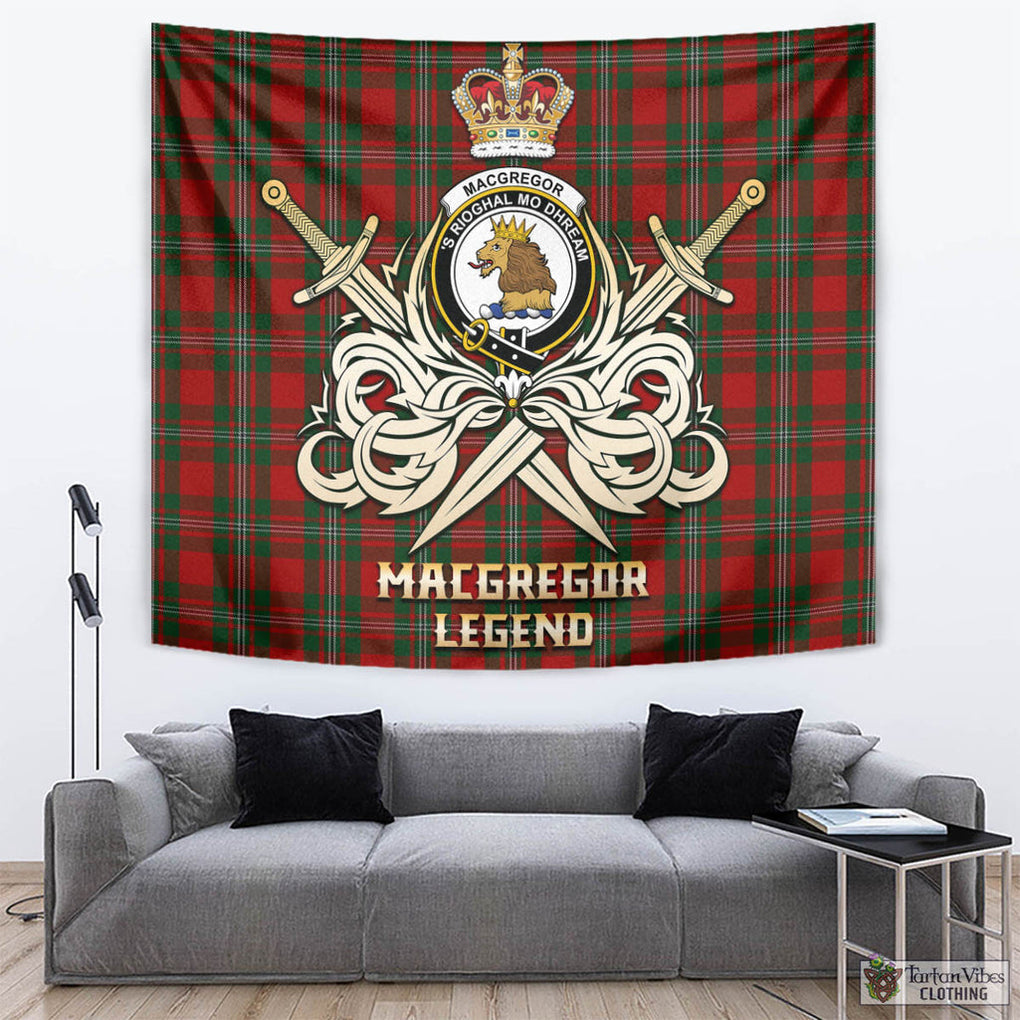 Tartan Vibes Clothing MacGregor Tartan Tapestry with Clan Crest and the Golden Sword of Courageous Legacy