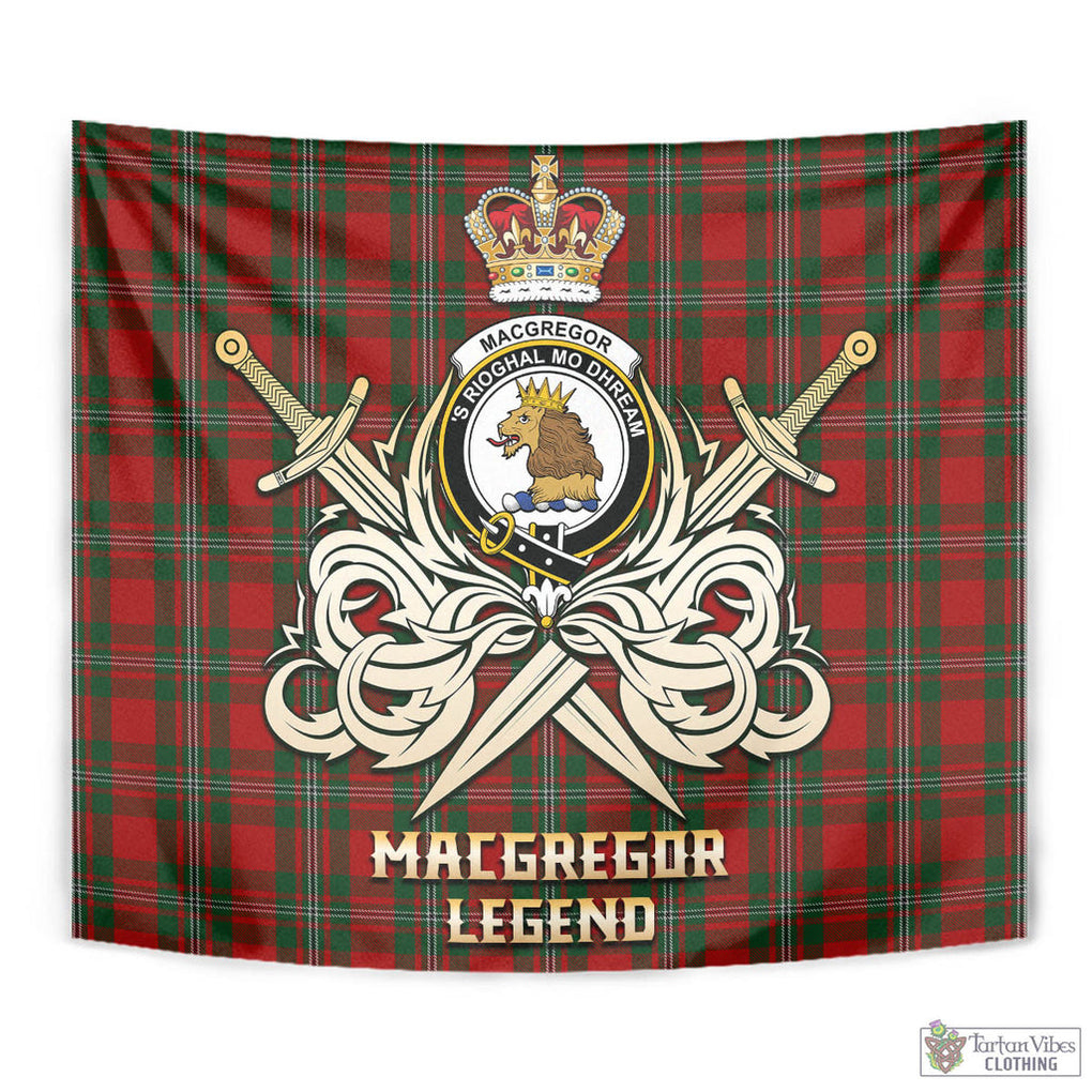 Tartan Vibes Clothing MacGregor Tartan Tapestry with Clan Crest and the Golden Sword of Courageous Legacy