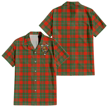 MacGregor Ancient Tartan Short Sleeve Button Down Shirt with Family Crest