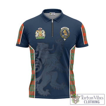 MacGregor Ancient Tartan Zipper Polo Shirt with Family Crest and Lion Rampant Vibes Sport Style