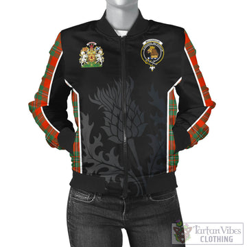 MacGregor Ancient Tartan Bomber Jacket with Family Crest and Scottish Thistle Vibes Sport Style