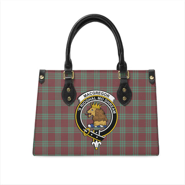 MacGregor Hunting Ancient Tartan Leather Bag with Family Crest