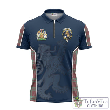 MacGregor Hunting Ancient Tartan Zipper Polo Shirt with Family Crest and Lion Rampant Vibes Sport Style
