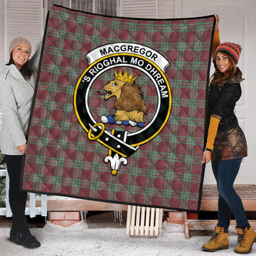 MacGregor Hunting Ancient Tartan Quilt with Family Crest