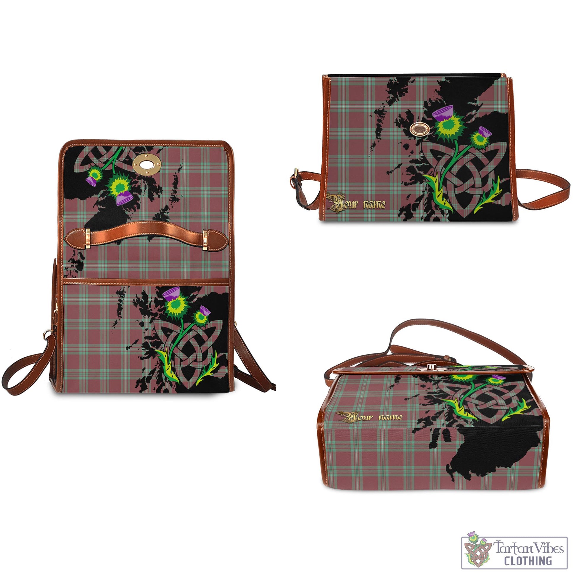 Tartan Vibes Clothing MacGregor Hunting Ancient Tartan Waterproof Canvas Bag with Scotland Map and Thistle Celtic Accents