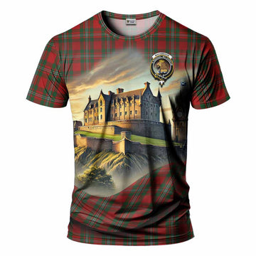 MacGregor (McGregor) Tartan Family Crest T-Shirt with Scottish Ancient Castle Style