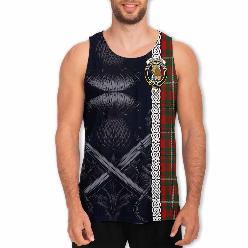 Tartan Vibes Clothing MacGregor (McGregor) Tartan Men's Tank Top with Family Crest Cross Sword Thistle Celtic Vibes