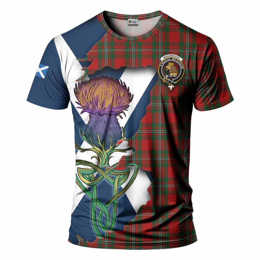 Tartan Vibes Clothing MacGregor (McGregor) Tartan Family Crest T-Shirt Scottish Thistle Celtic Inspired