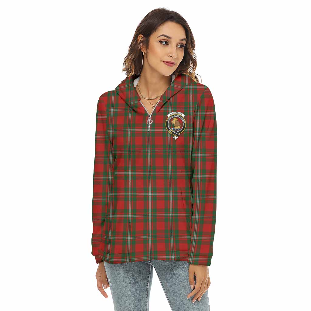 Tartan Vibes Clothing MacGregor (McGregor) Tartan Crest Women's Borg  Half Zip Fleece Hoodie