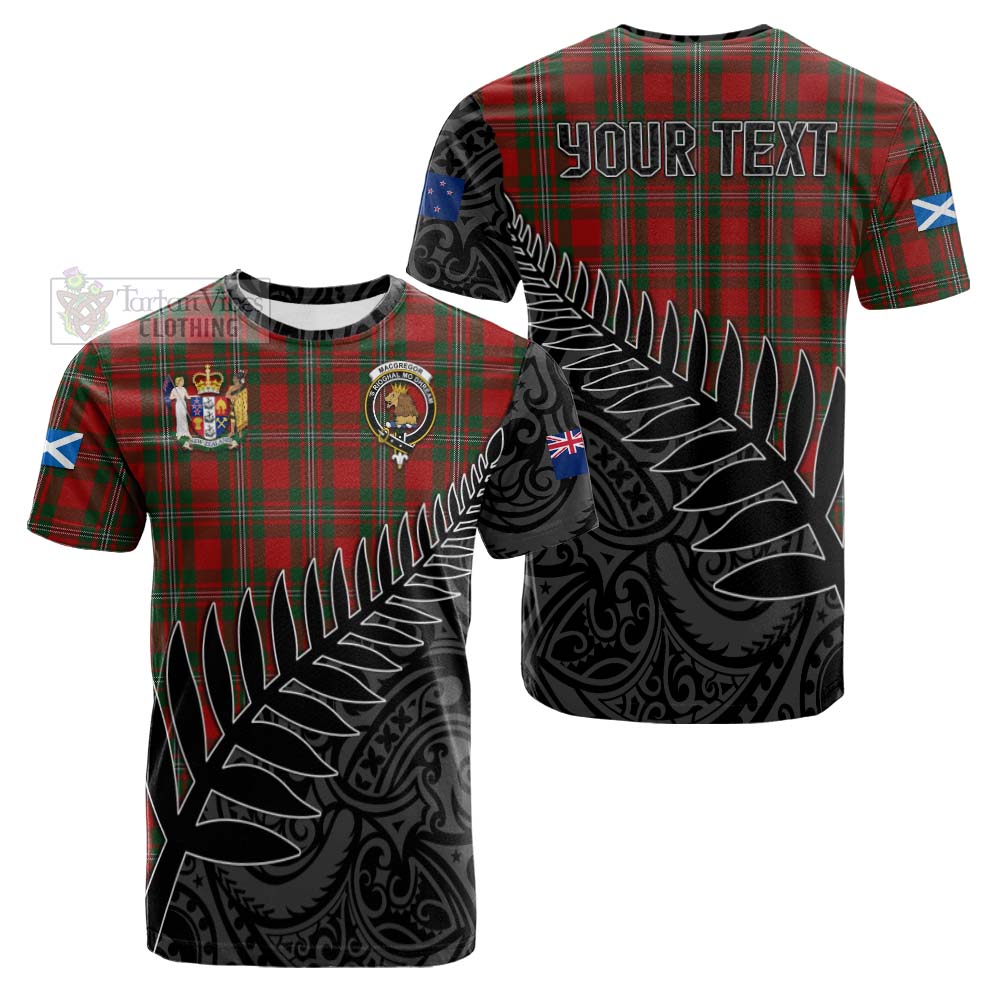 Tartan Vibes Clothing MacGregor (McGregor) Crest Tartan Cotton T-shirt with New Zealand Silver Fern Half Style