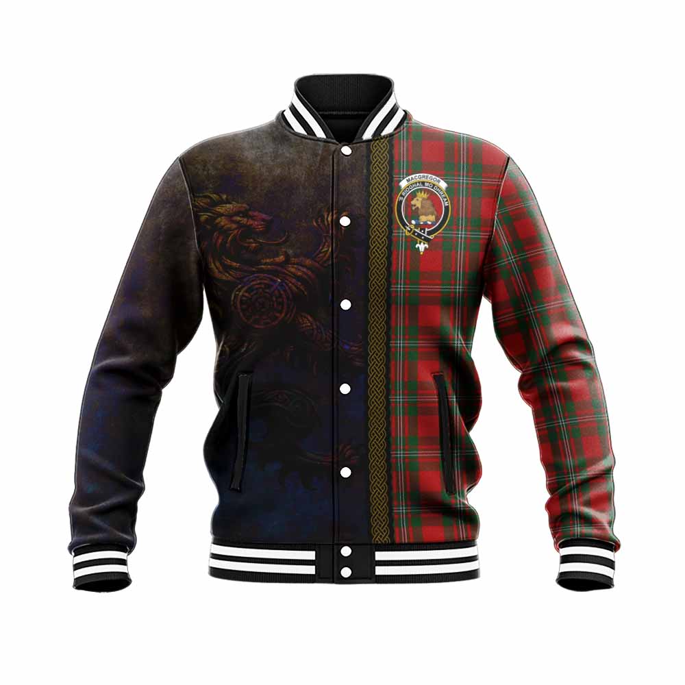 Tartan Vibes Clothing MacGregor (McGregor) Tartan Family Crest Baseball Jacket Alba Gu Brath Be Brave Lion Ancient Style