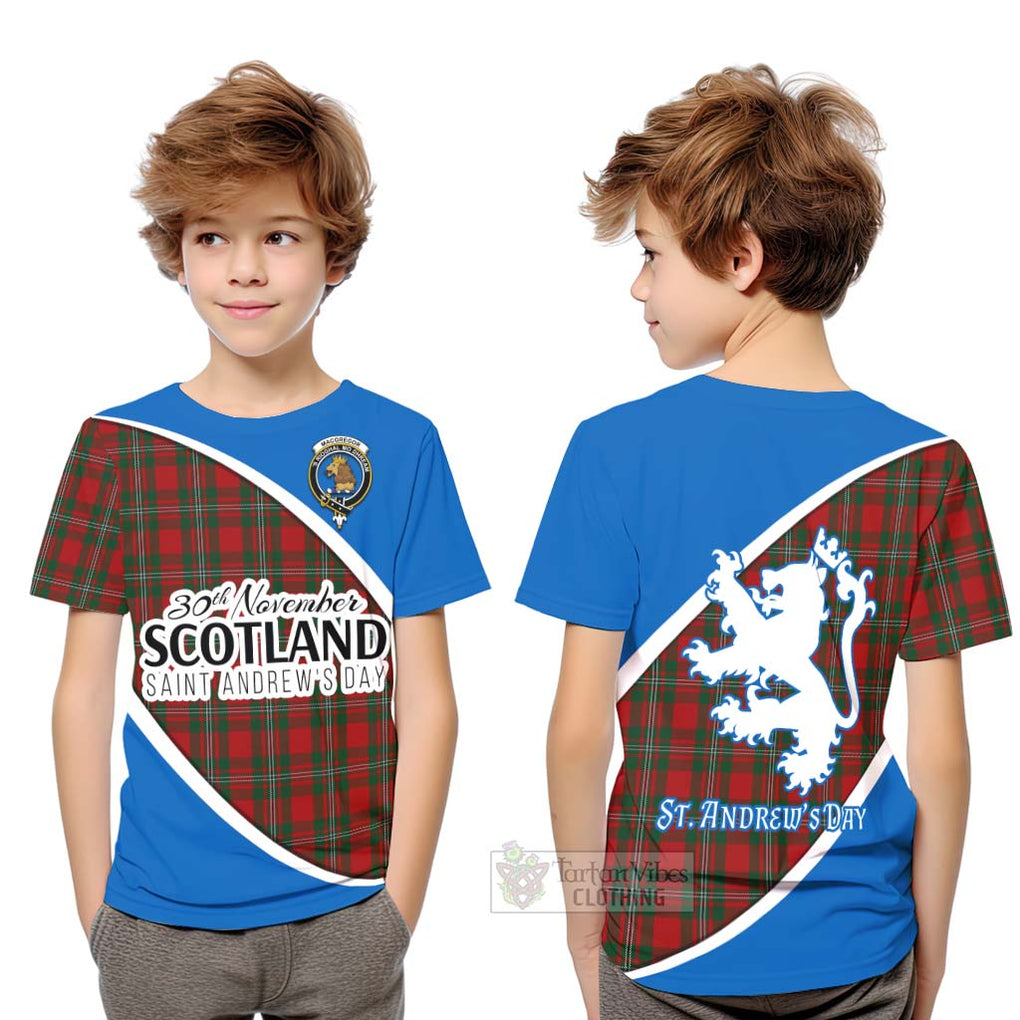 Tartan Vibes Clothing MacGregor (McGregor) Family Crest Tartan Kid T-Shirt Celebrate Saint Andrew's Day in Style