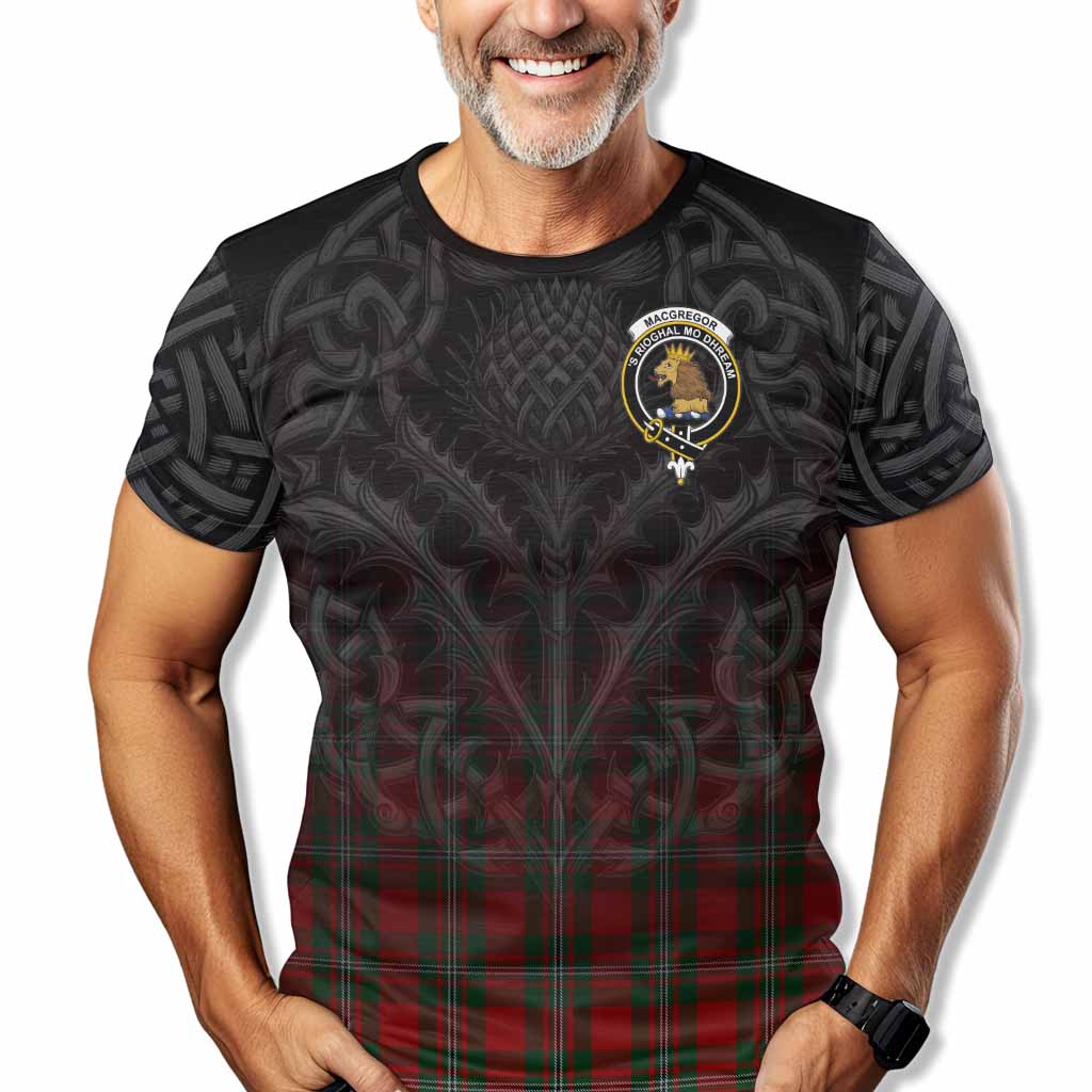 Tartan Vibes Clothing MacGregor (McGregor) Tartan T-Shirt with Family Crest Celtic Thistle Vibes