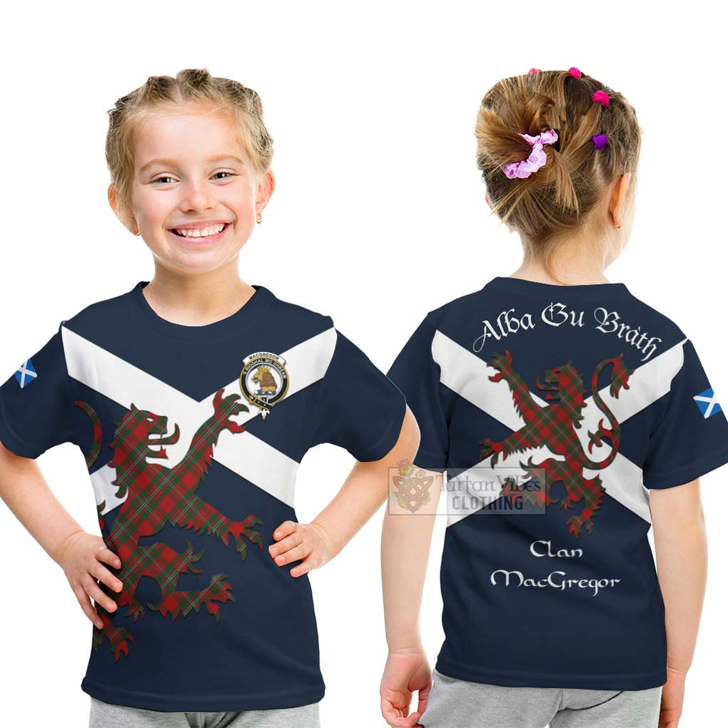 Tartan Vibes Clothing MacGregor (McGregor) Tartan Lion Rampant Kid T-Shirt – Proudly Display Your Heritage with Alba Gu Brath and Clan Name