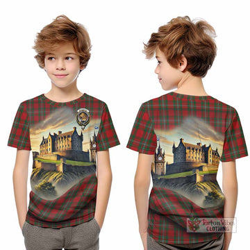 MacGregor (McGregor) Tartan Family Crest Kid T-Shirt with Scottish Ancient Castle Style