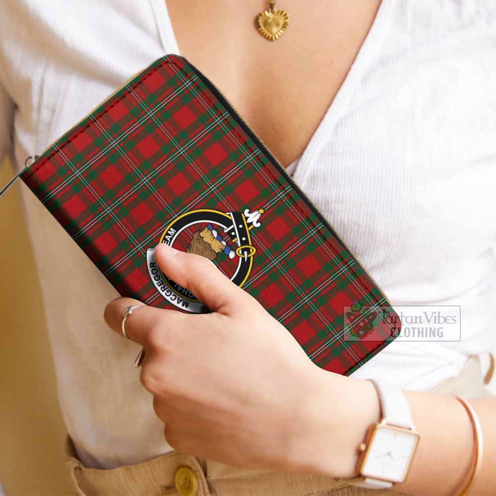 Tartan Vibes Clothing MacGregor (McGregor) Tartan Women's Leather Wallet with Family Crest