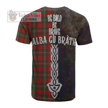 MacGregor (McGregor) Tartan Family Crest Cotton T-shirt Alba Gu Brath Be Brave Lion Ancient Style