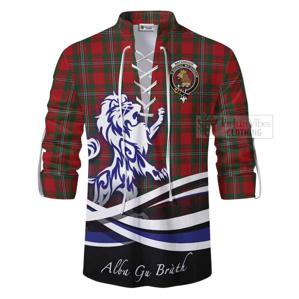 Tartan Vibes Clothing MacGregor (McGregor) Tartan Ghillie Kilt Shirt with Alba Gu Brath Regal Lion Emblem