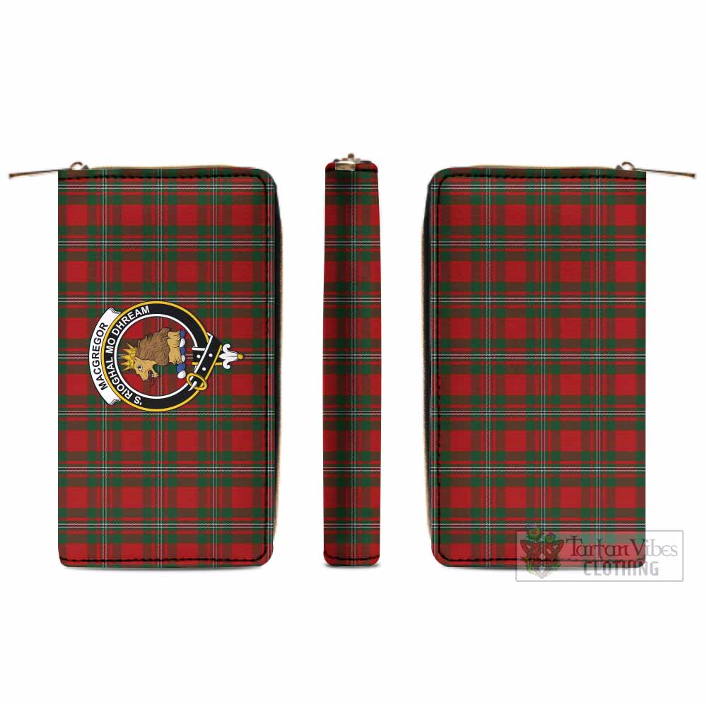 Tartan Vibes Clothing MacGregor (McGregor) Tartan Women's Leather Wallet with Family Crest
