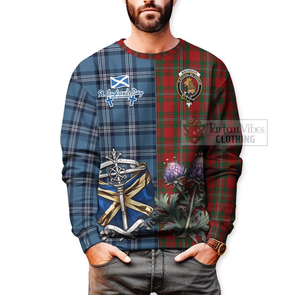 Tartan Vibes Clothing MacGregor (McGregor) Tartan Sweatshirt Happy St. Andrew's Day Half Tartan Style