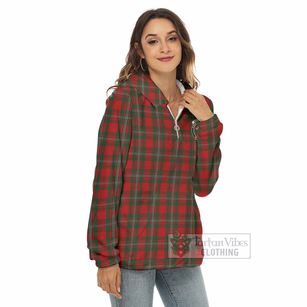 Tartan Vibes Clothing MacGregor (McGregor) Tartan Crest Women's Borg  Half Zip Fleece Hoodie