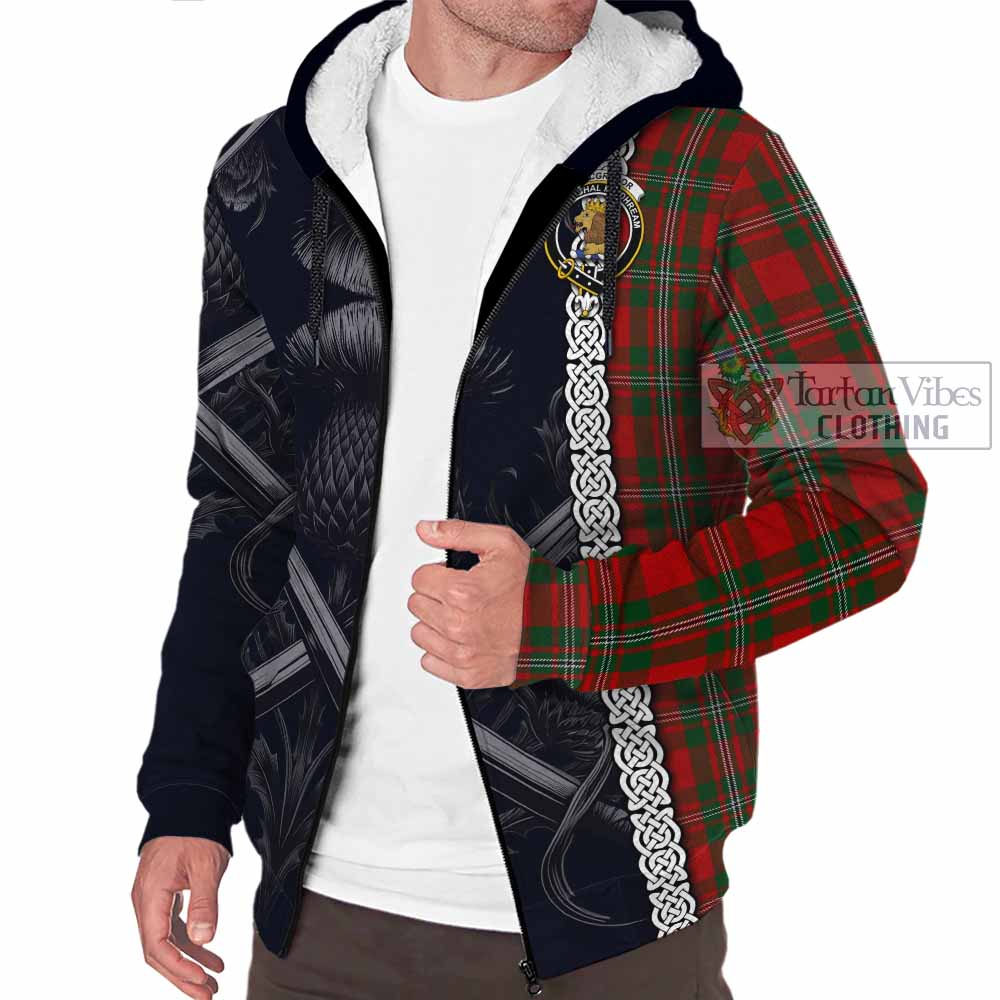 Tartan Vibes Clothing MacGregor (McGregor) Tartan Sherpa Hoodie with Family Crest Cross Sword Thistle Celtic Vibes