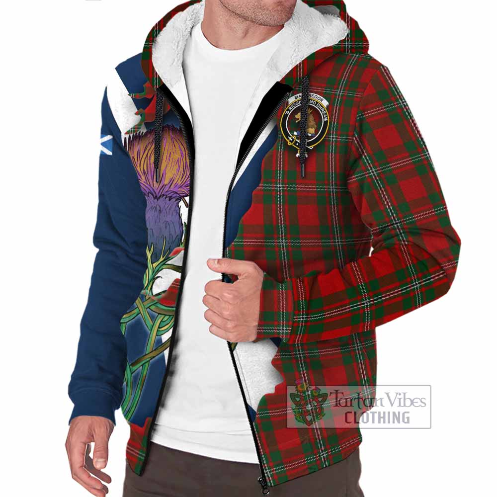 Tartan Vibes Clothing MacGregor (McGregor) Tartan Family Crest Sherpa Hoodie Scottish Thistle Celtic Inspired