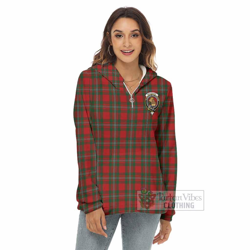 Tartan Vibes Clothing MacGregor (McGregor) Tartan Crest Women's Borg  Half Zip Fleece Hoodie