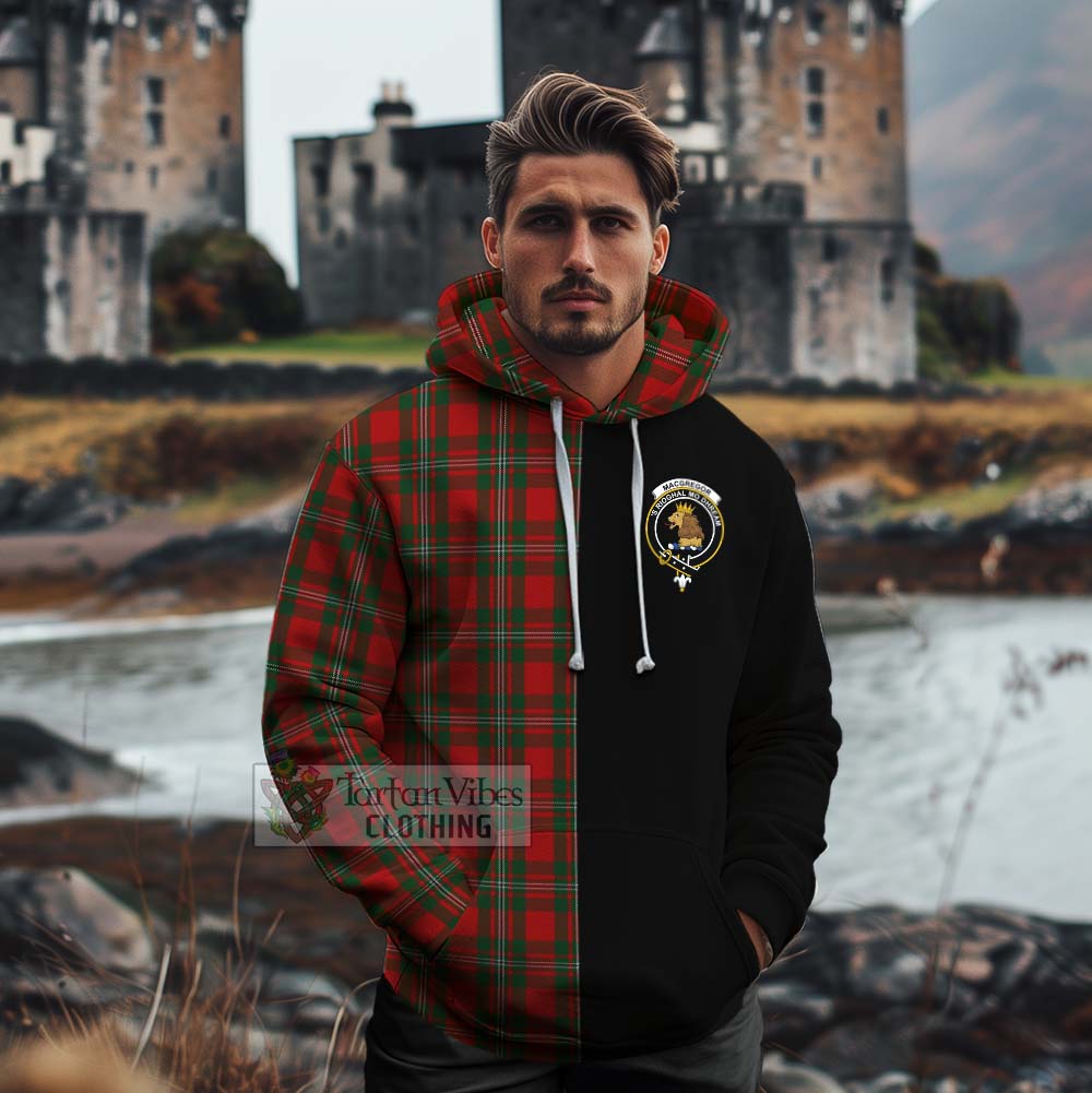 Tartan Vibes Clothing MacGregor (McGregor) Tartan Cotton Hoodie with Family Crest and Half Of Me Style