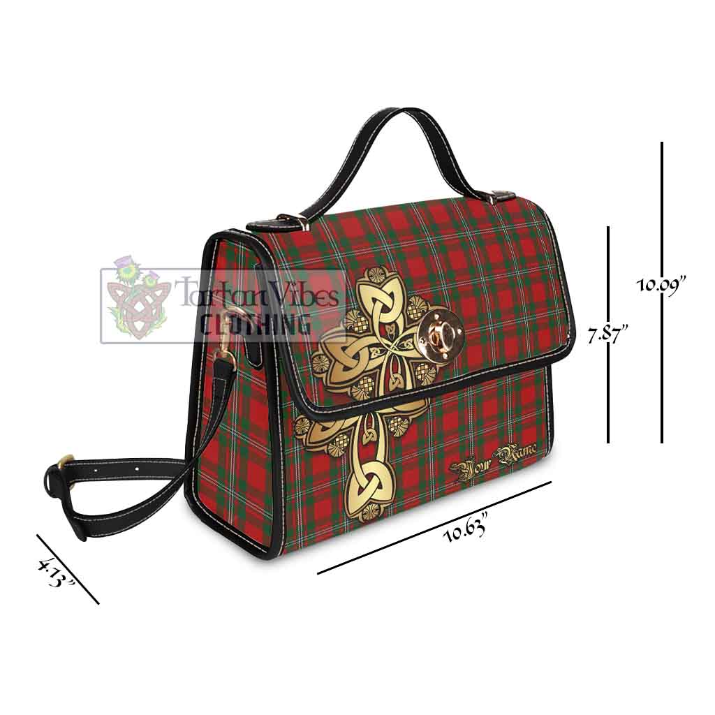 Tartan Vibes Clothing MacGregor (McGregor) Tartan Waterproof Canvas Bag Golden Thistle Celtic Cross Style