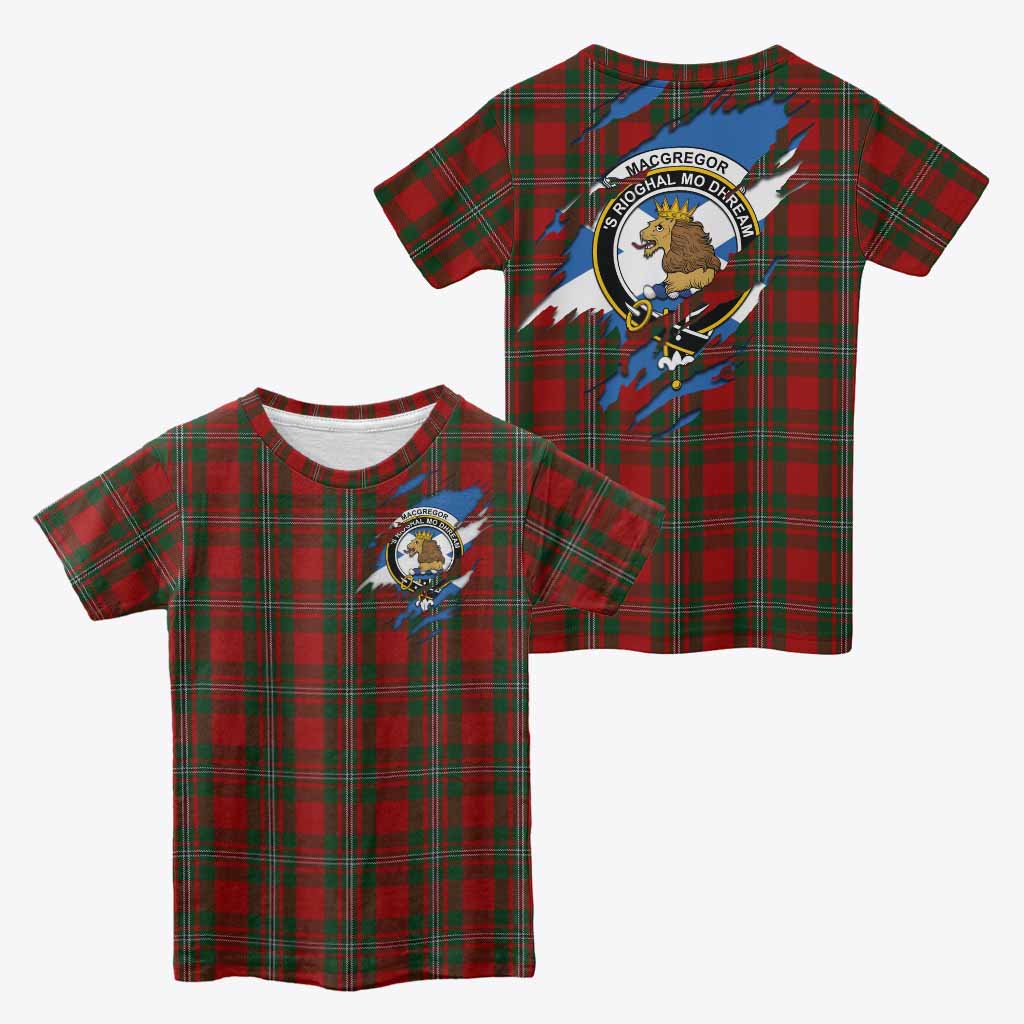 MacGregor (McGregor) Clan Crest In Me Tartan Kid T-shirt Scotland Flag Style