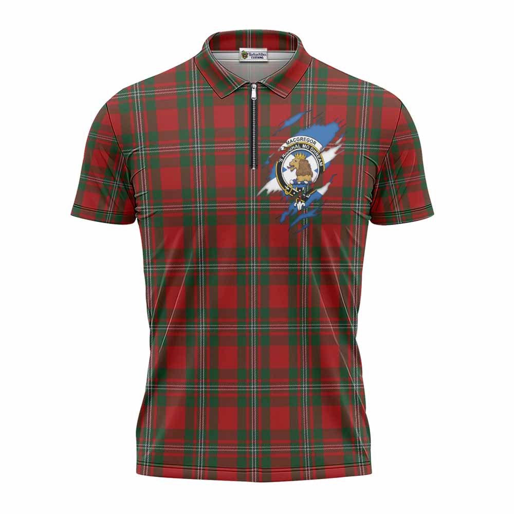 MacGregor (McGregor) Clan Crest In Me Tartan Zipper Polo Shirt Scotland Flag Style