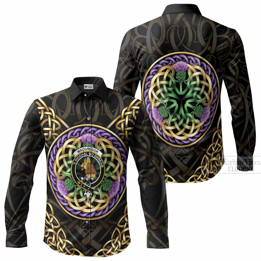 MacGregor (McGregor) Clan Crest Long Sleeve Button Shirts Celtic Scottish Thistle