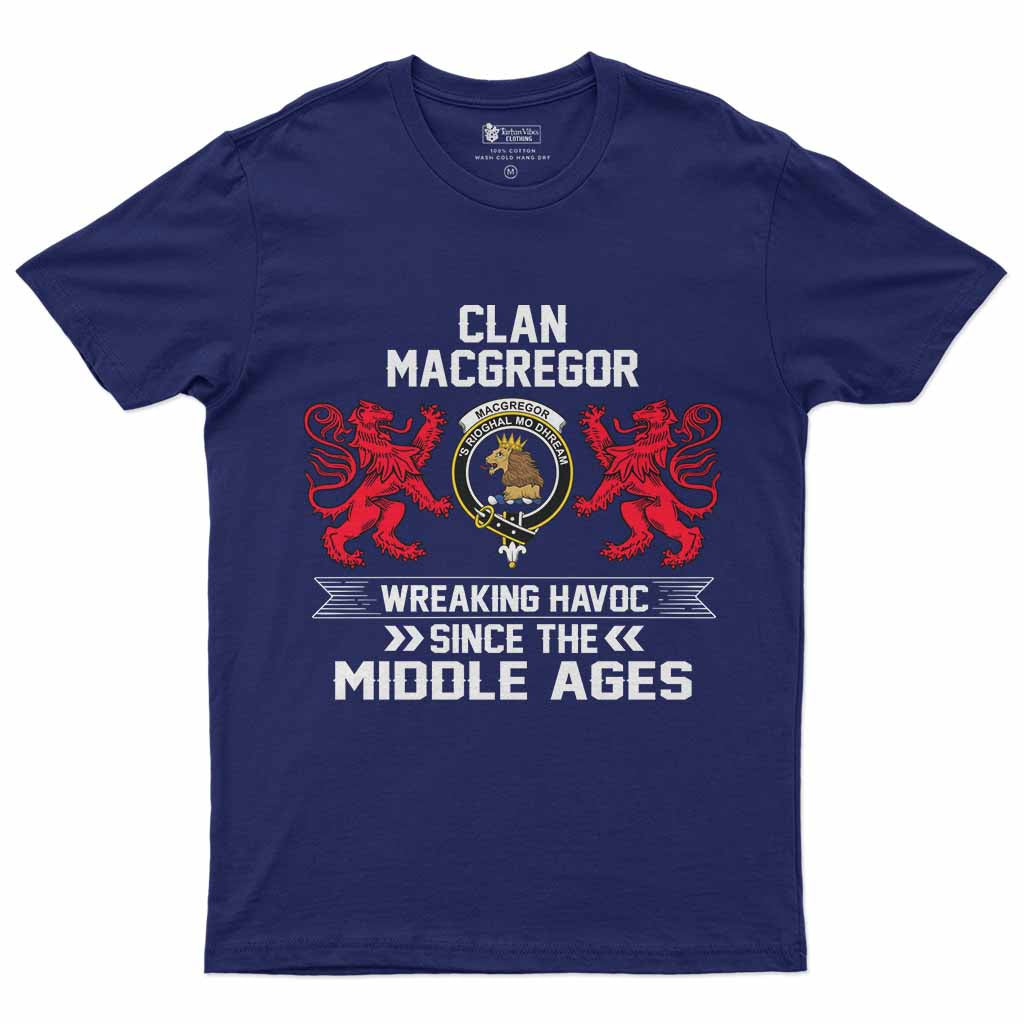 MacGregor (McGregor) Clan Crest Men's T-Shirt Wreaking Havoc Navy - Tartan Vibes Clothing