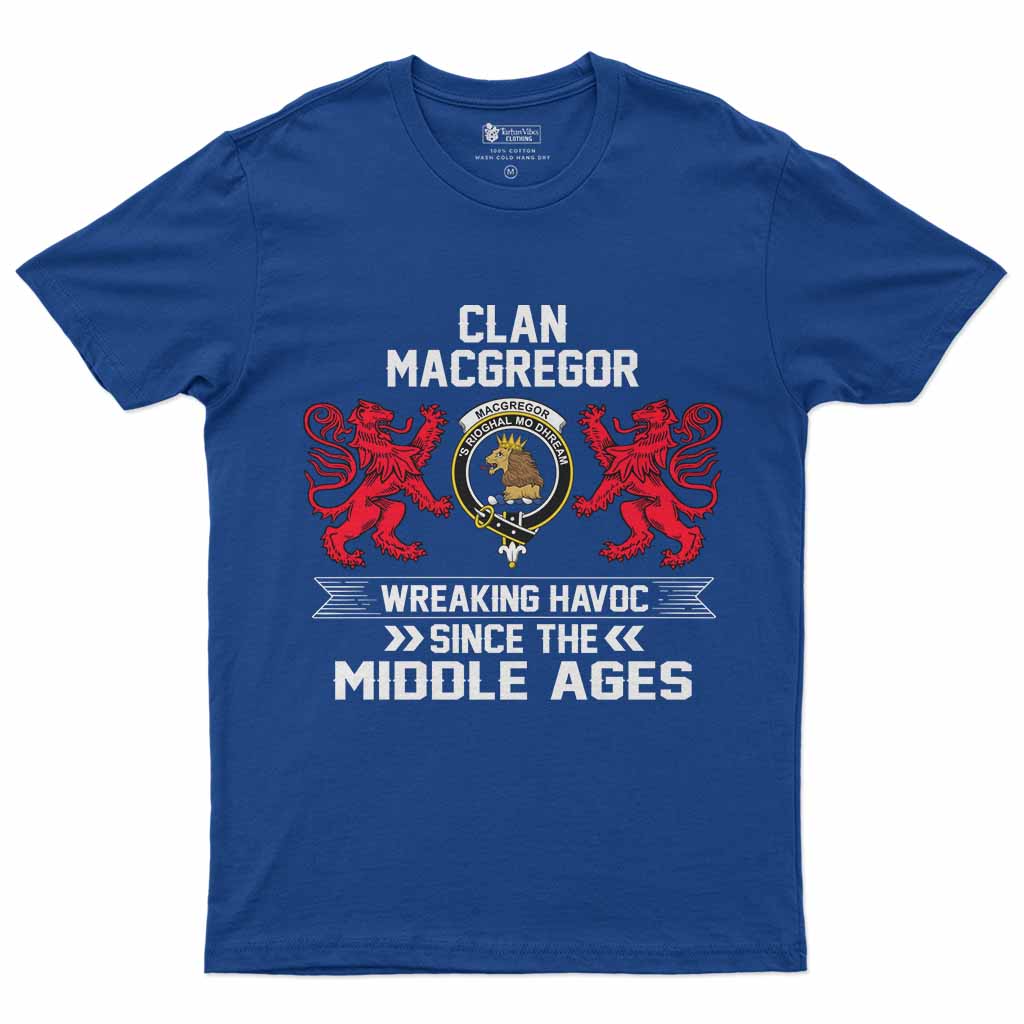 MacGregor (McGregor) Clan Crest Men's T-Shirt Wreaking Havoc Royal Blue - Tartan Vibes Clothing