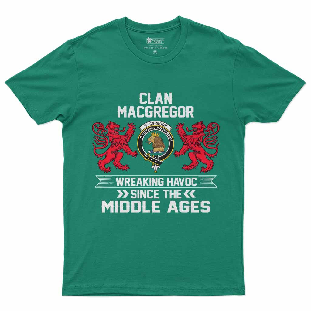 MacGregor (McGregor) Clan Crest Men's T-Shirt Wreaking Havoc Irish Green - Tartan Vibes Clothing